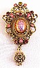 SJ97 Florenza dangly pin w faux mexican opal center